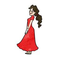cartoon pretty woman in dress N41
