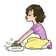 cartoon woman scrubbing floor N8