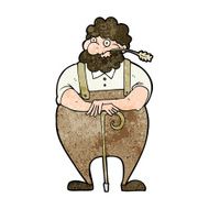 cartoon farmer leaning on walking stick N9