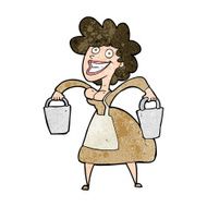 cartoon milkmaid carrying buckets N9