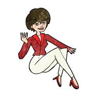 cartoon businesswoman sitting N9