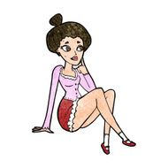 cartoon attractive woman sitting thinking N7