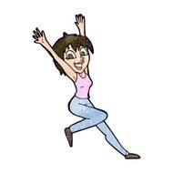 cartoon excited woman N111
