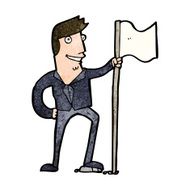 cartoon man planting flag N7