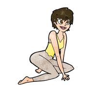 cartoon happy woman sitting on floor N17