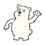 cartoon waving polar bear N25