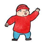 cartoon man in hat waving N9