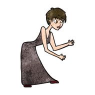 cartoon woman in dress gesturing N9