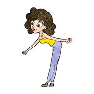 cartoon woman reaching to pick something up N9