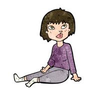 cartoon woman sitting on floor N8