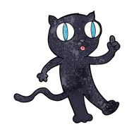 cartoon black cat with idea N2