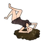 cartoon woman lying on floor N16