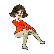 cartoon happy woman sitting N15