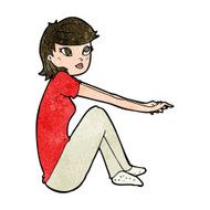 cartoon pretty girl sitting N8