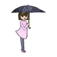 cartoon woman with umbrella N10