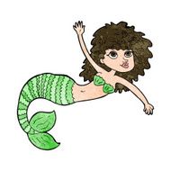 cartoon pretty mermaid waving N8