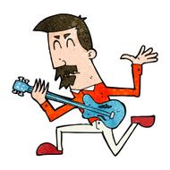 cartoon man playing electric guitar N16