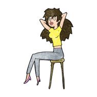 cartoon woman posing on stool N8