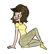 cartoon pretty woman looking happy N8