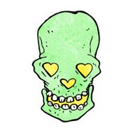 cartoon skull with love heart eyes N4