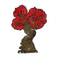 cartoon big red old tree N2