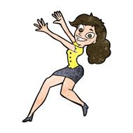 cartoon happy woman jumping N8