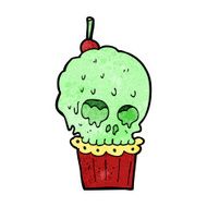 cartoon spooky skull cupcake N9