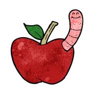 Cartoon Apple With Worm N52
