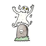 cartoon ghost rising from grave N29