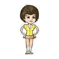 cartoon pretty woman with hands on hips N17