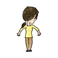 cartoon woman shrugging shoulders N390