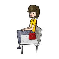 cartoon woman sitting on bench N9