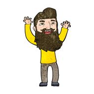 cartoon happy bearded man waving arms N8