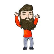 cartoon bearded man waving arms N8