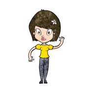 cartoon pretty woman waving N70