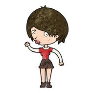 cartoon waving woman N110