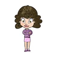 cartoon happy woman with folded arms N16
