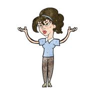 cartoon woman raising hands in air N14