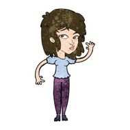 cartoon pretty woman waving N71