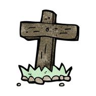 cartoon wooden cross grave N23