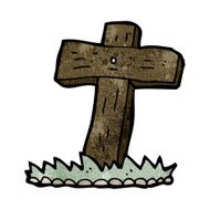 cartoon wooden cross grave N24