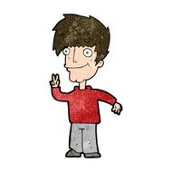 Cartoon Man Giving Peace Sign N47