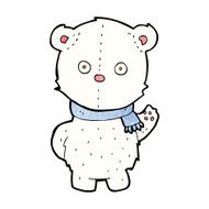 cartoon waving polar bear cub N18