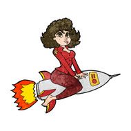 cartoon army pin up girl riding missile N6