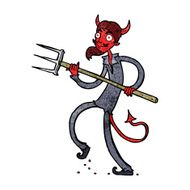 Cartoon Devil With Pitchfork N25