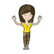 cartoon woman holding up hands N16