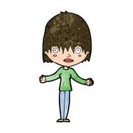 cartoon woman shrugging shoulders N394
