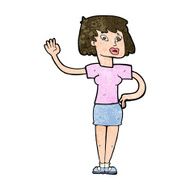 Cartoon Woman Waving N276