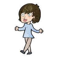 cartoon woman with open arms N78