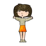 cartoon woman raising arms in air N8